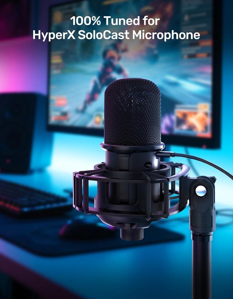 Etour Custom Built for SoloCast Shock Mount with pop filter, 2025 Upgrade Anti-Vibration Suspension Elastic Shock Mount Holder Clip Mics Stand with Screw Adapter Compatible with Hyperx SoloCast Microphone - Image 3
